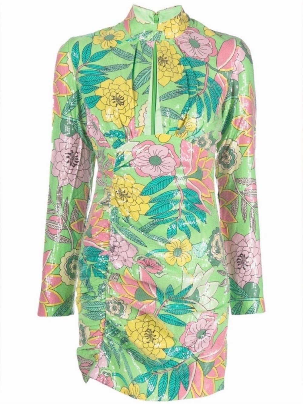 Alice McCall All That Glitters Clover Green Floral Sequin Long Sleeve Mini Dress
